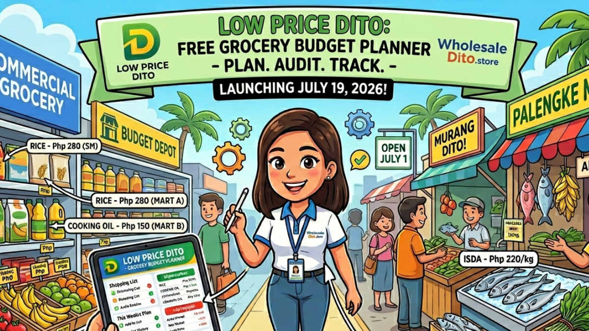 Low Price Dito Grocery Budget Planner. Free tool launching July 19, 2026. Plan, audit, and track grocery spending.